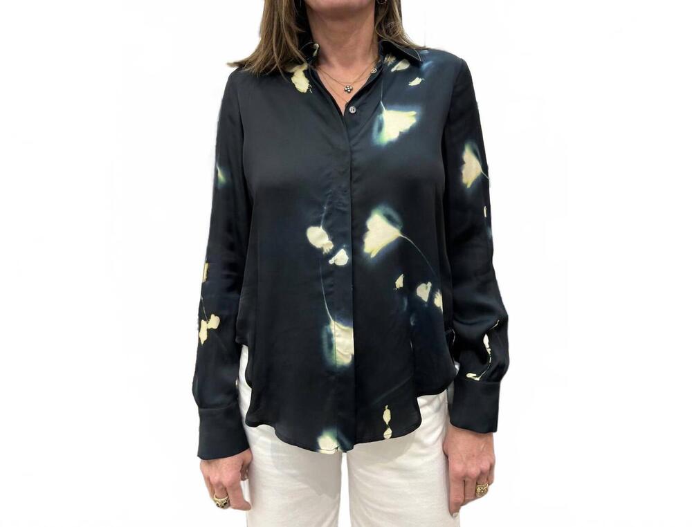 NEW BEATRICE abstract floral blouse in blue